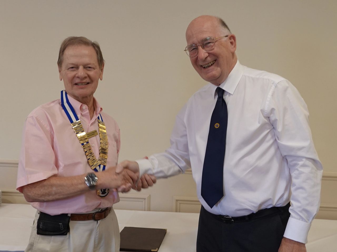 Village Probus Club Chairman Bryan Coventry with the outgoing Chairman